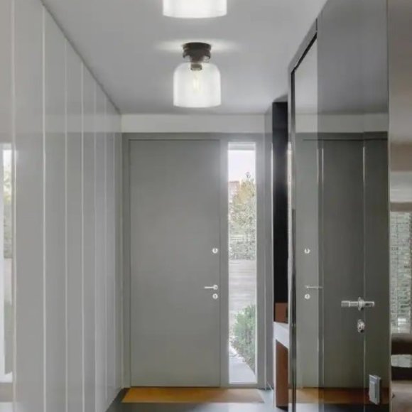 Domenic 7.75 in. Oil Rubbed Bronze Metal/Glass LED Flush Mount by JONATHAN Y - Picture 5 of 7